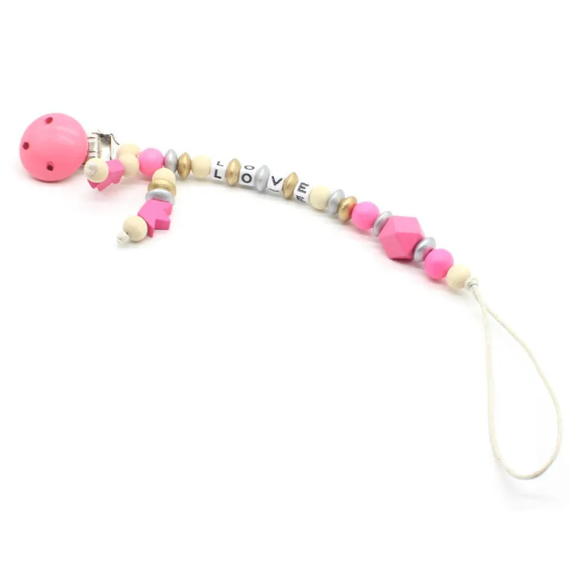 
DIY wood Personalised Name Baby Pacifier Clips Mantis Funny Baby Pacifier Chain 