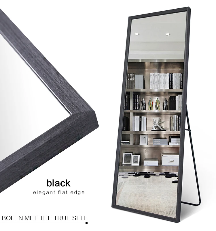 Simple wood floor mirror floor full length bedroom bracket fitting mirror wall mirror