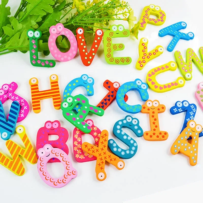 Child Educational Toy Wooden Alphabet Fridge Magnet