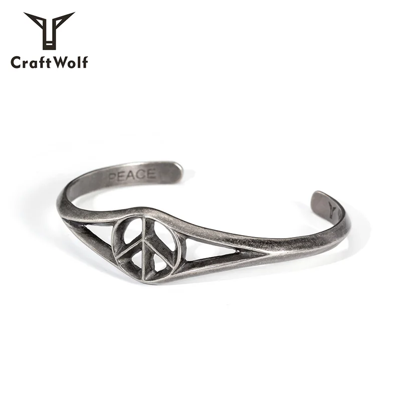 Craft Wolf Fashion Jewelry Other Accessories Stainless Steel Love Peace Bracelet wholesale Original design jewelry factory