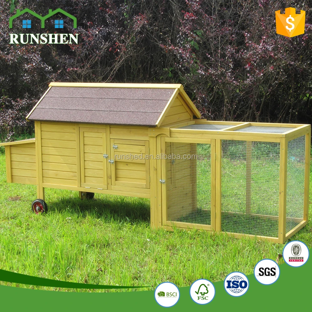 Large Wooden Chicken Coop Yellow Waterproof Pet Hen Cages With Run And Nest Outdoor Chicken Coop For Sale