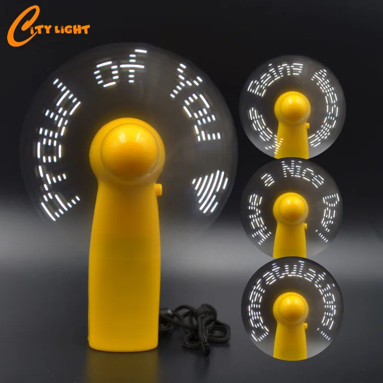 Wedding Valentine Portable Hand fan Custom Mini LED Message fan with led light rechargeable