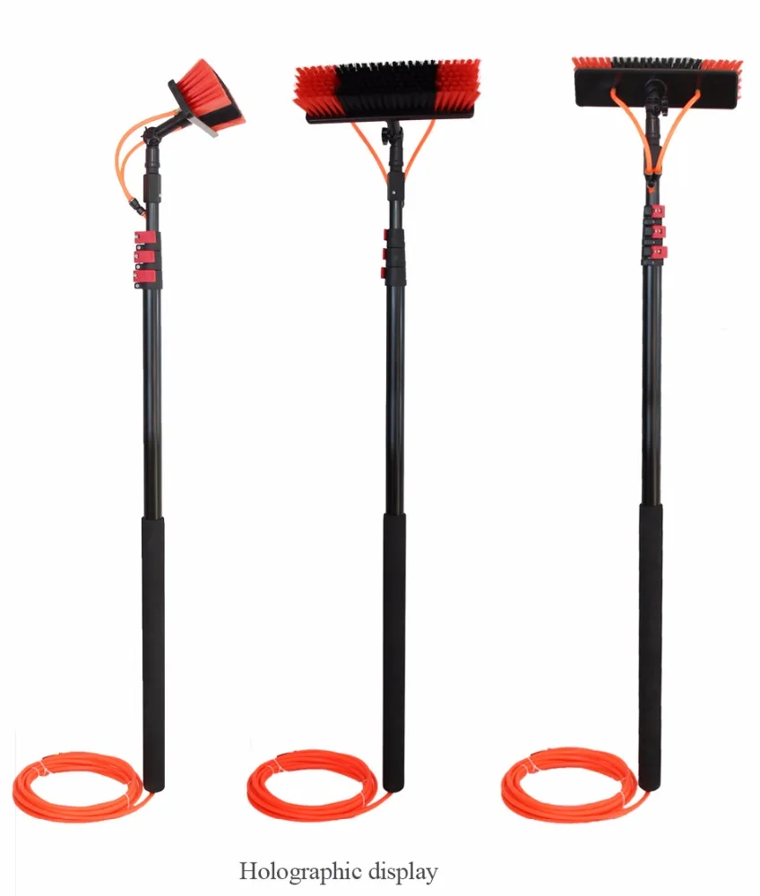 Telescopic Wash Brush with telescopic water fed pole for window cleaning