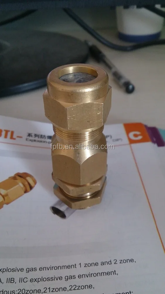BTL series ExdIIC IP66  Explosion proof brass armoured cable gland with high quality