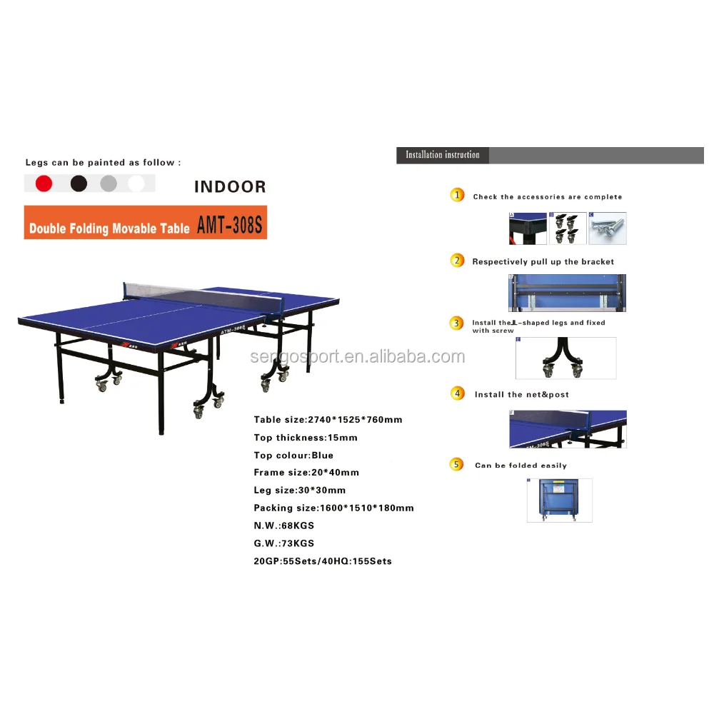 SENGO movable single folding 25mm table tennis table/ping pong table for sale