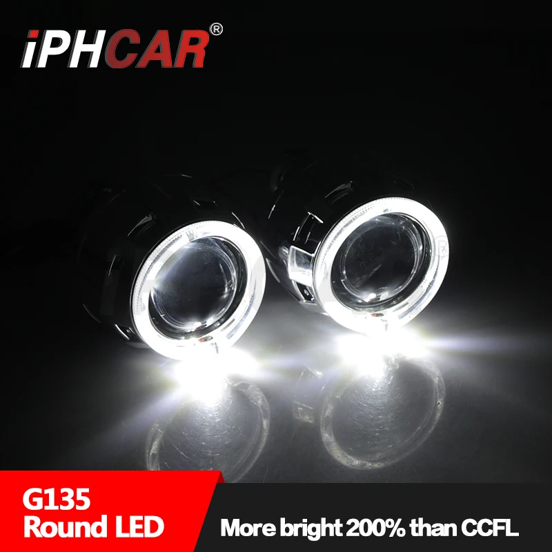 IPHCAR 2.5 inch Mini Lens Round Led Rings Projector Lens Led Light Guide Hid Projector Lens
