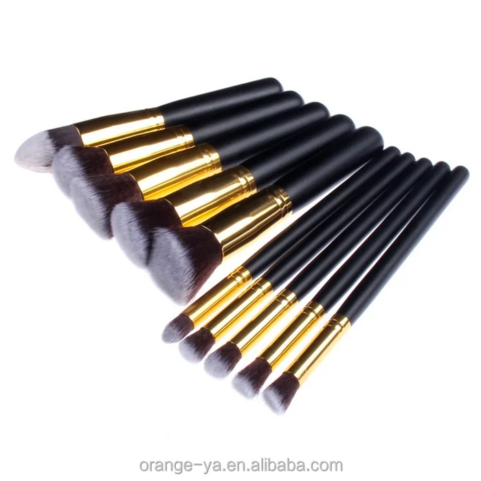 
private label makeup brush set 10 pcs 5 big 5 small black gold pink 