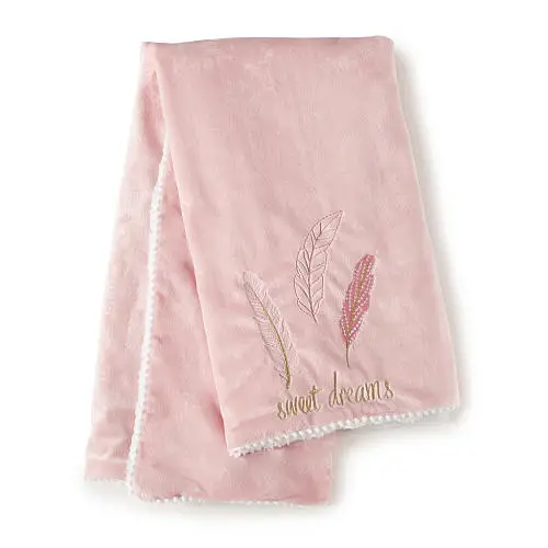 
100% Polyester fleece super soft pink color baby blanket for kids 