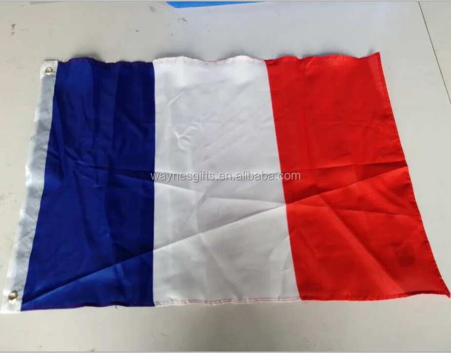 Custom 6 * 9inches France Hand Waving Flag Stock Polyester with Plastic Pole for Cars & Travel Agency Silky Banners