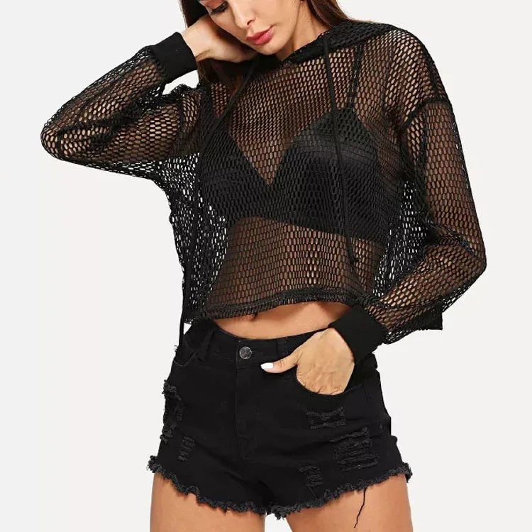 Модная дизайнерская женская укороченная толстовка с капюшоном