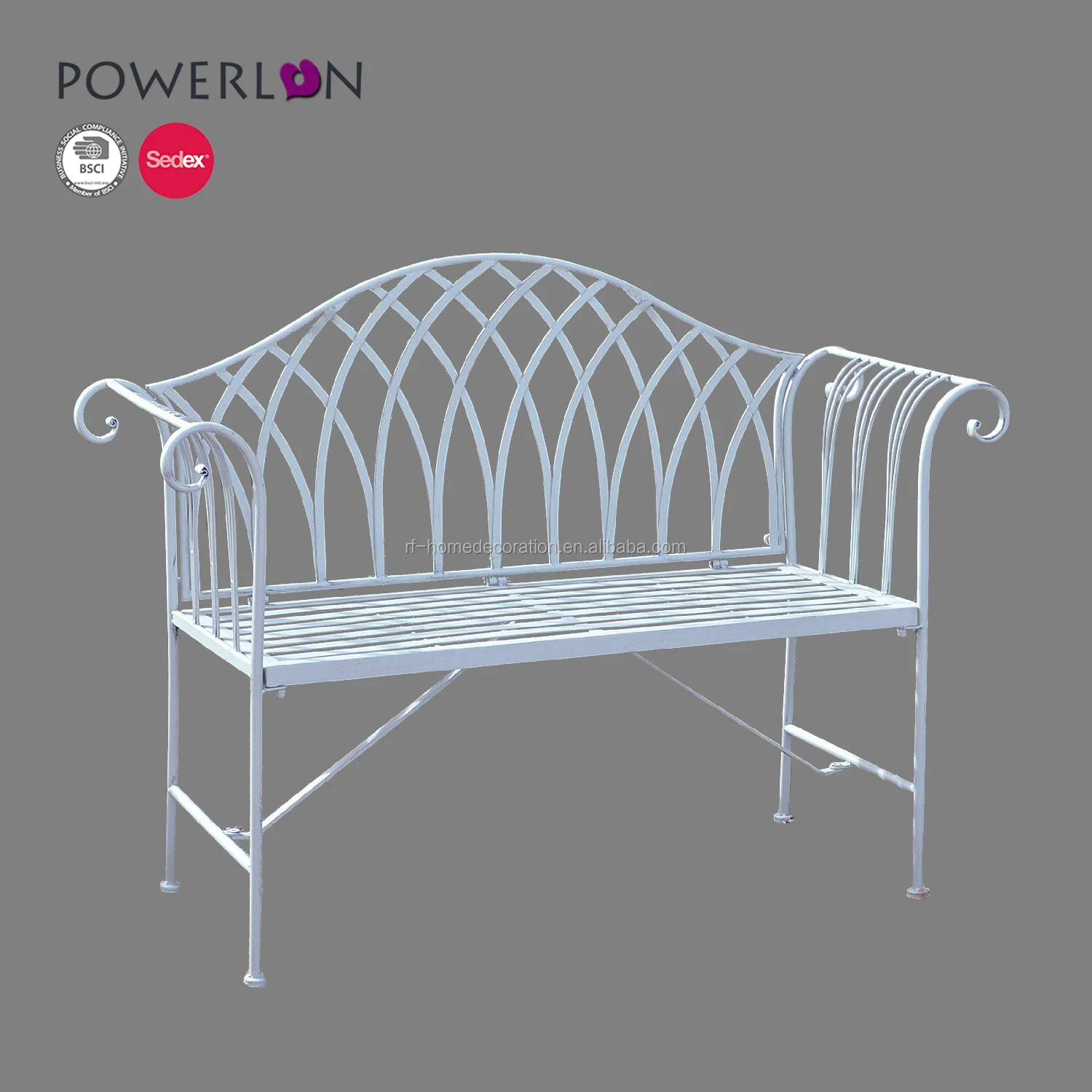 
White Folding Metal Garden Bench Wrought Iron High Quality Garden Sofa 