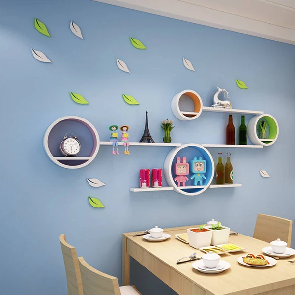 Modern home decorative wall floating shelf with invisible metal bracket for being easily mounted