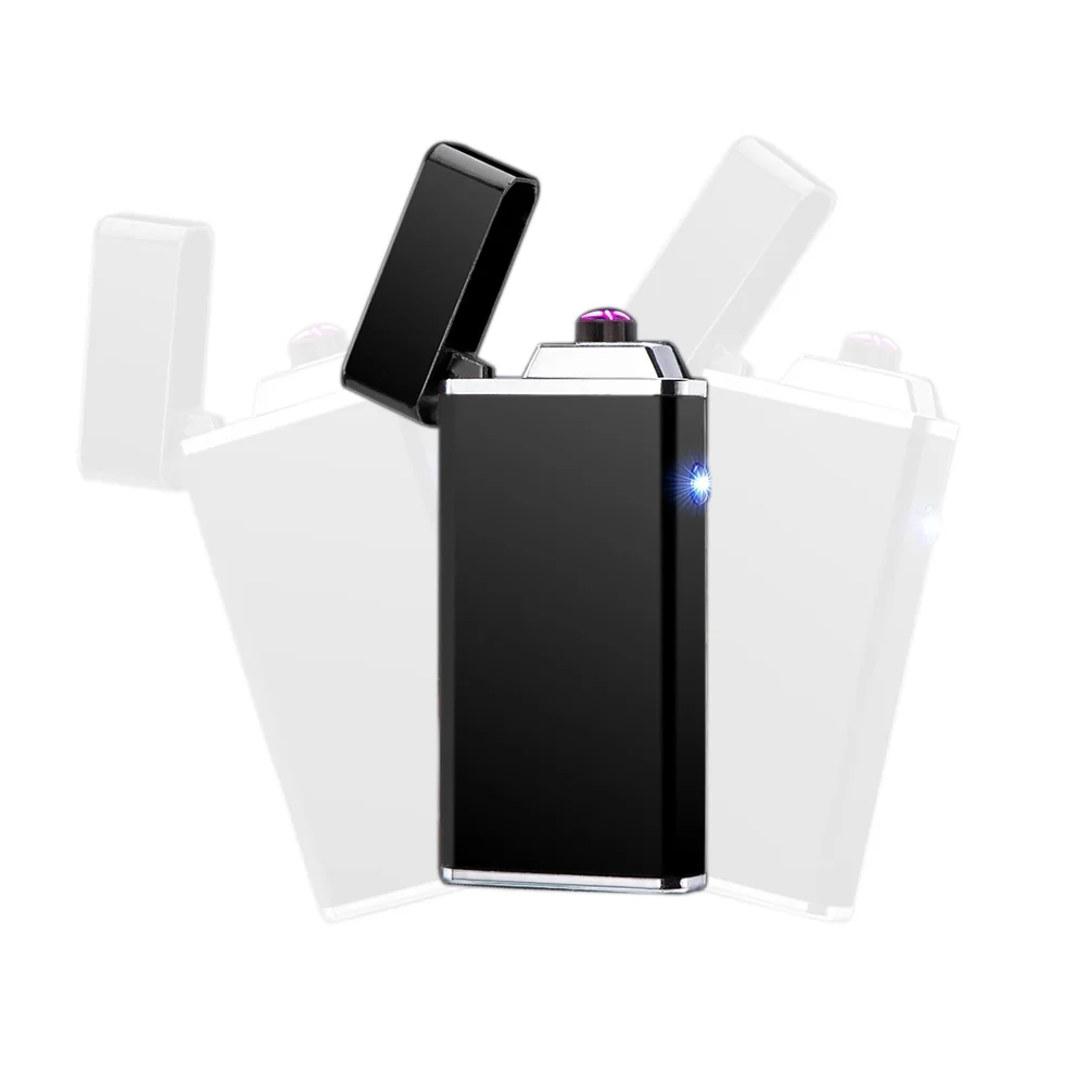 XY830610 Fashion Metal Electric Rechargeable Pulse Lighter Double Arc USB Lighter