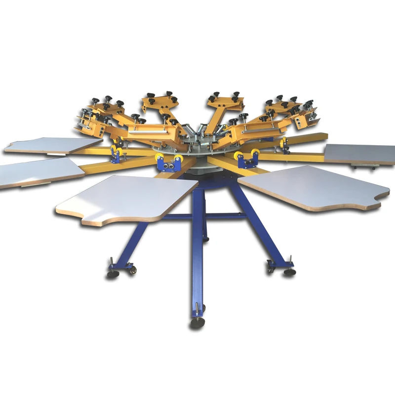 manual carousel 8 color 8 station silk screen printing machine for t-shirts