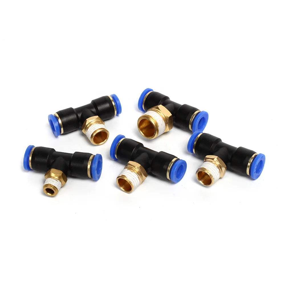 SNS Series pneumatic one touch T type fitting three way joint male branch tee plastic quick fitting air hose tube tconnecto