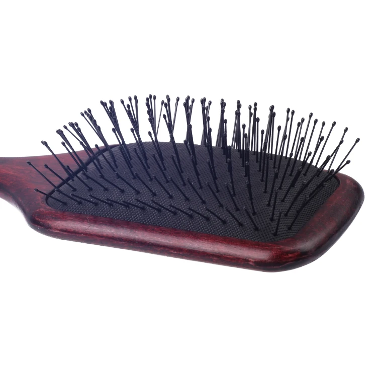 EUREKA 9267P-R Engraved Wooden Square Paddle Hair Brush Rubber Wood Hair Brush Massage  Classical Style Hair Brush