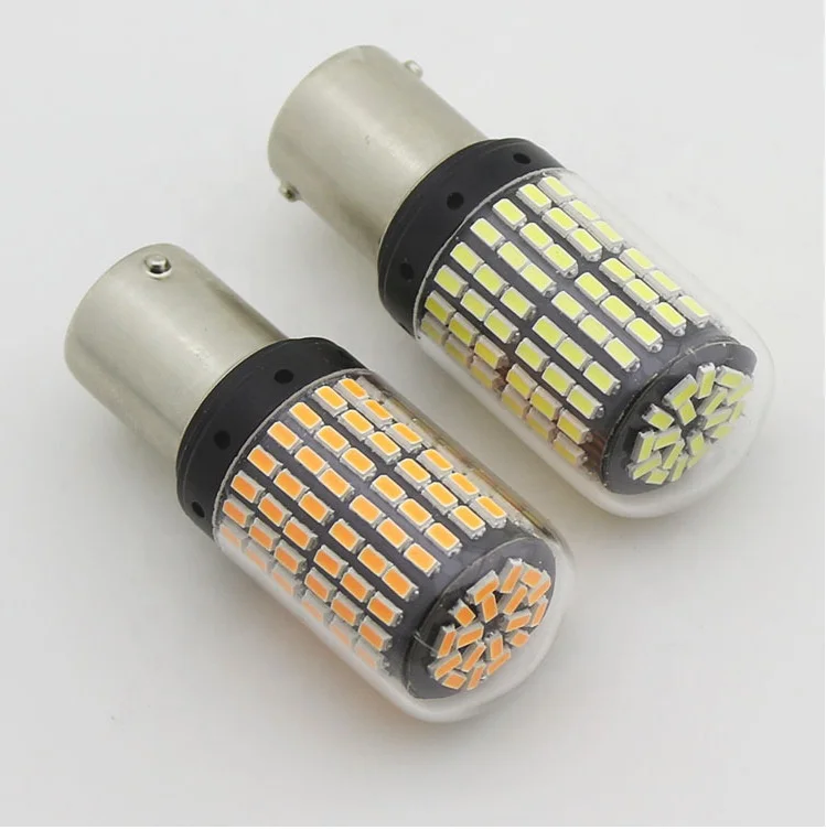 White/Amber Canbus 1156/BAU15S 3156 7440 7443 led 144smd 3014 turn signal light brake light bulbs