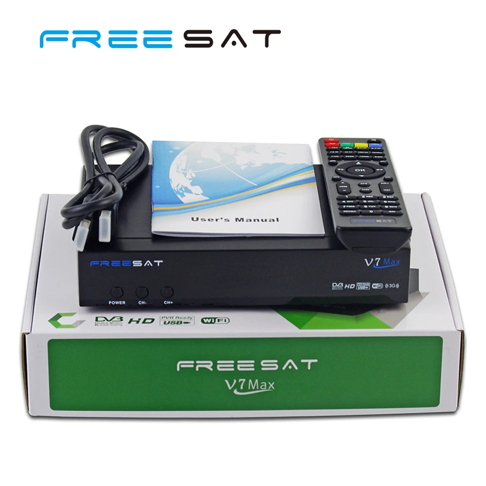 Горячие продажи Freesat V7 Max DVB-S2 Спутниковый Ресивер 1080 P Цифровой Set Top Box Поддержка Powervu USB Wi-Fi Dongle