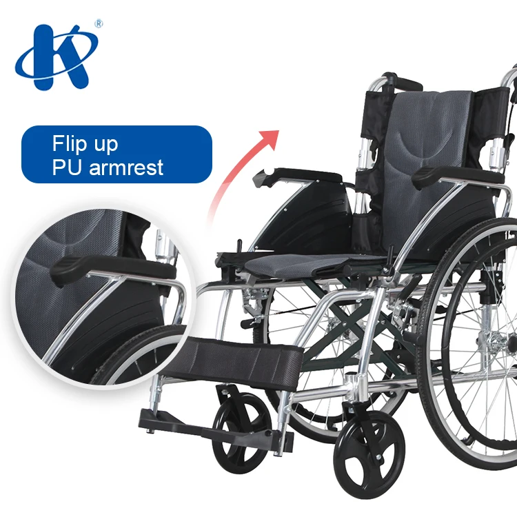 KY869LAJ foldable backrest fixed footrest nylon and mesh cushion Wheel chair Aluminum Light Weight Manual Wheelchair