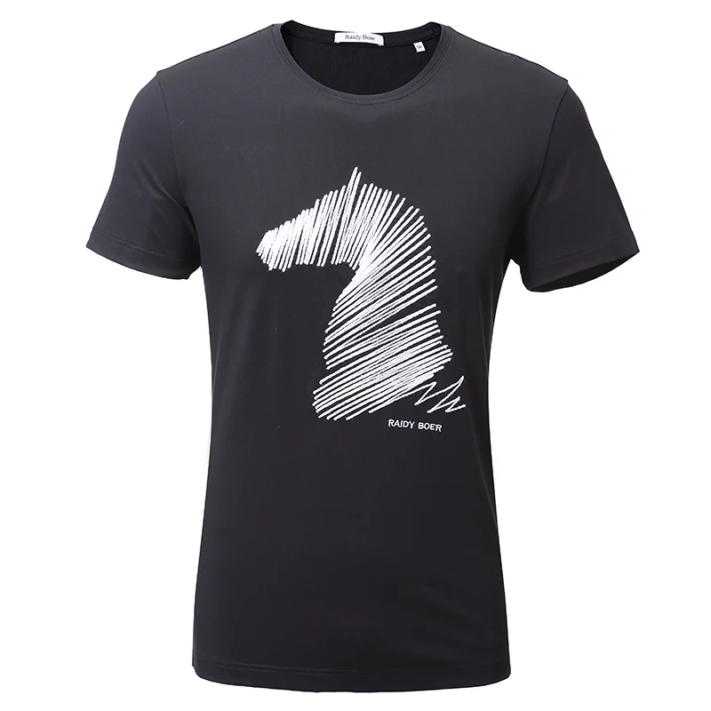 Men Tshirt 100% Cotton T Shirt Embroidery Wholesale Mercerized Cotton Casual Animal Pattern with Pattern Garment DYED Jersey