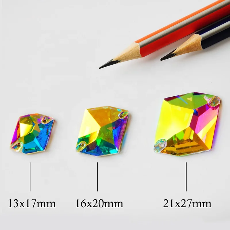 Item 3265  AB Cosmic Sew On Stones Button  Crystal Flatback Strass Sewing Rhinestone For Dresses Decoration