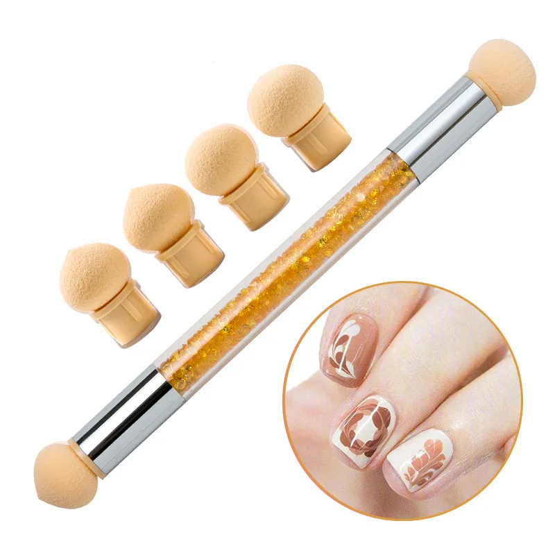 Sponge Heads Sharp Round Replaceable Powder Brush Shade Gradient Pen  Nail Art Tool UV Gel Polish short nail brush