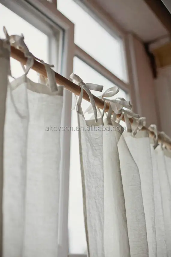 
Wholesale Monogram Personalized Stonewashed Linen Ties Top Curtain 