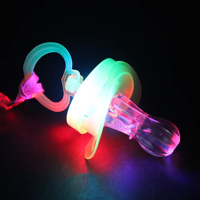 Colorful Night Light Flash LED Pacifier Rave Binkie Soft Light Up Toy Necklace Flashing Led Whistle Nipple