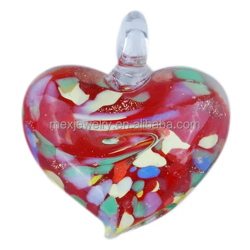 2016 fancy lampwork murano art glass heart shape pendant necklace