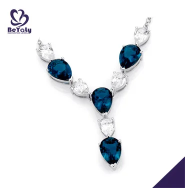 красивый шикарный синий камень мода серебряный кулон оёерелье