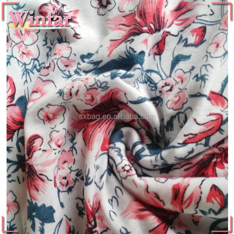 Cheap Single jersey spandex knitting printed rayon fabric viscose wholesale