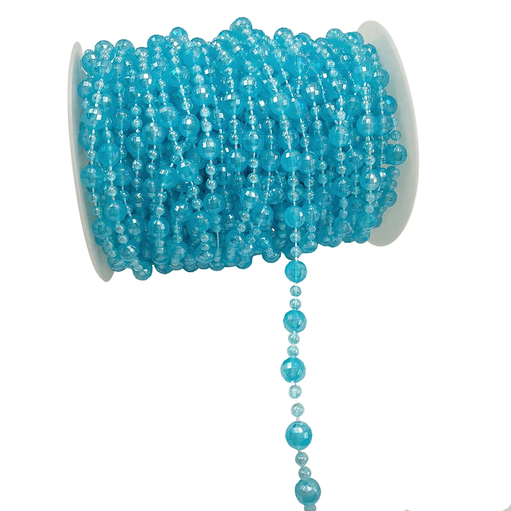 20M / Roll 8+4mm Round String Beads Chain Acrylic Craft Wedding Bridal