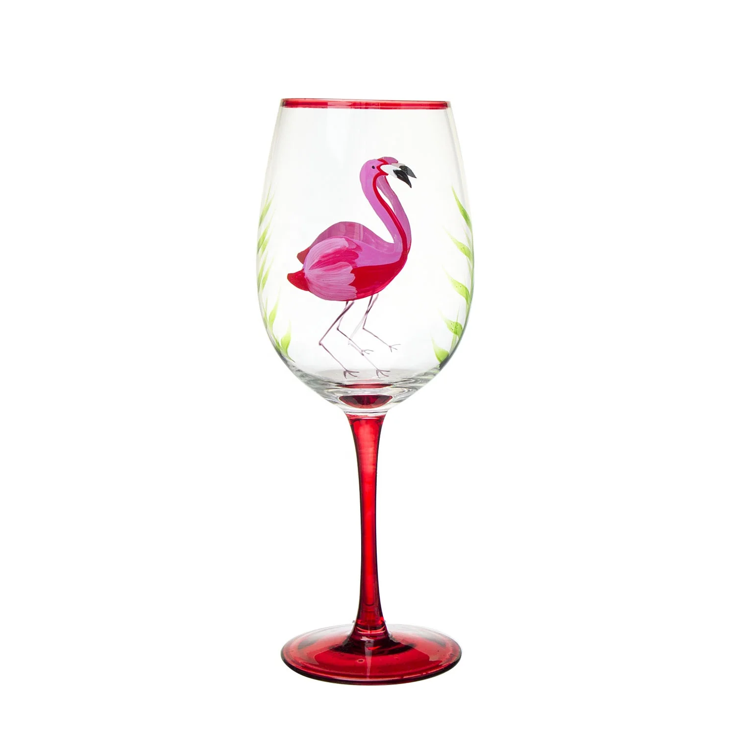 
Funny Novelty Hand Painted Colored Swan Stem Goblet Wine Glass 
