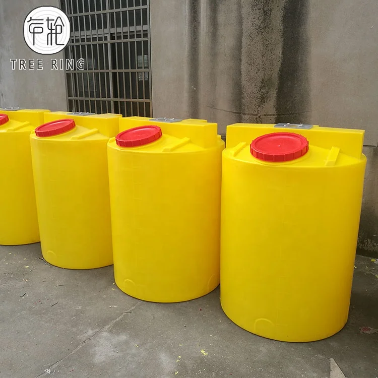 PE Rotomolding Poly Cone Bottom Chemical Dosing Tank With Outlet Drain and Mixing Machine 0.55KW