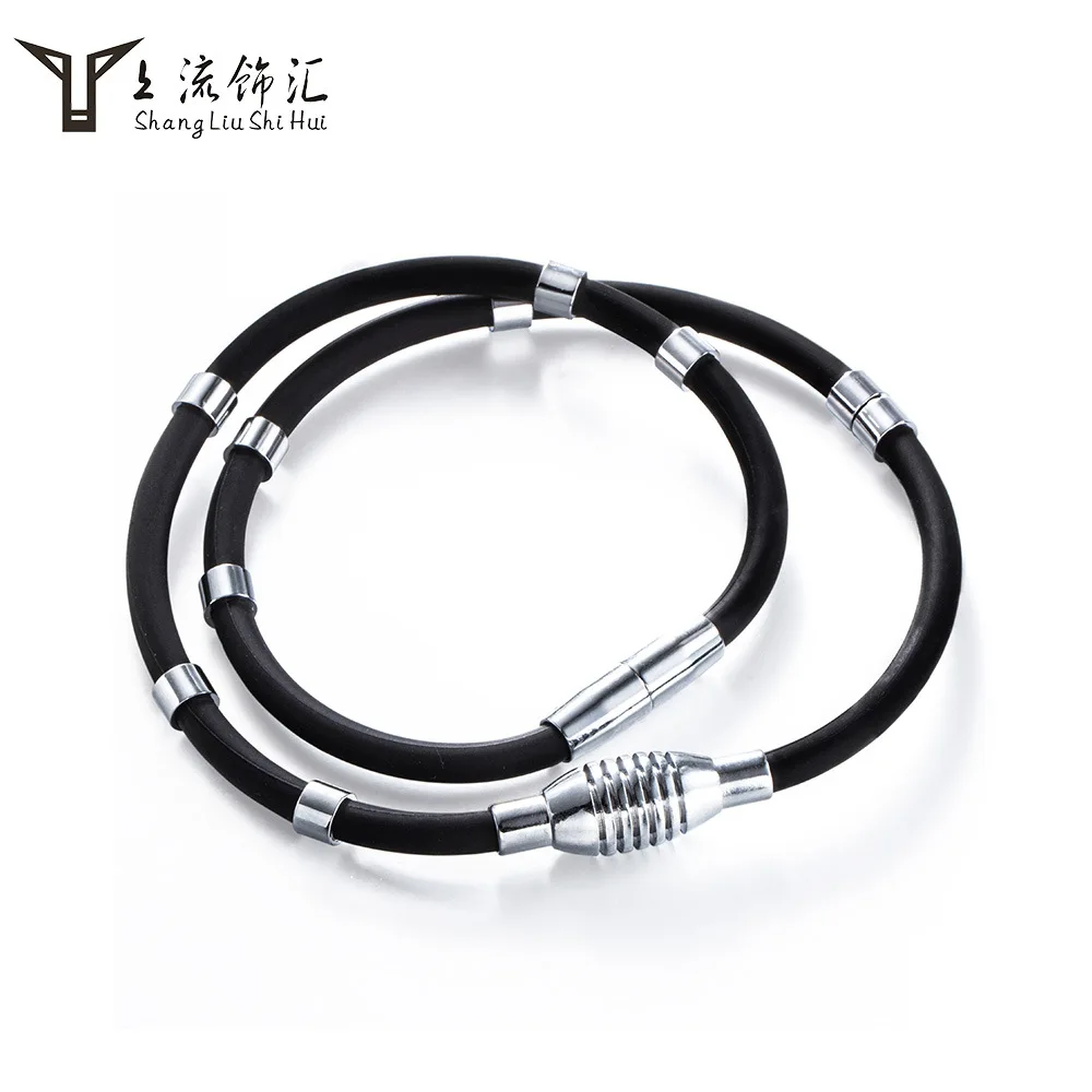 Sports negative ion silicone men and women personality fashion adjustable magnetic collar bracelet Energy Necklace Design