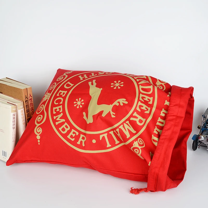 Santa bag Christmas Gifts 100% Cotton personalized santa sacks Christmas fabric bags