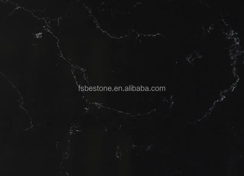 Черный прожилками Искусственного Камня Кварца Плиты