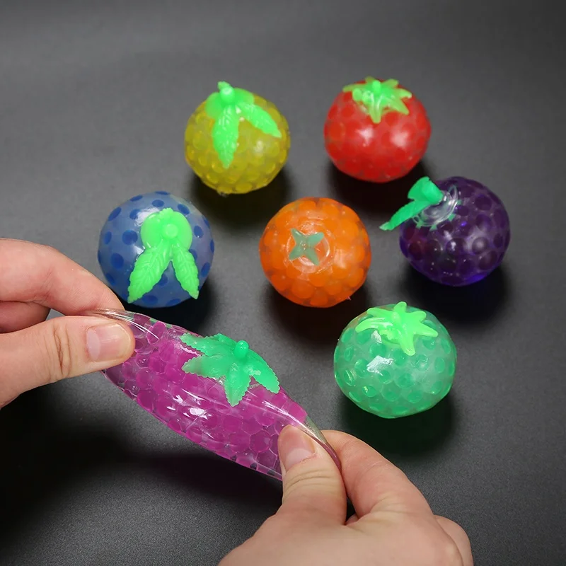 Cheap Hot Selling Colorful Water Growing Jelly TPR Squeeze Stress Ball Bead Fidget Fruit Ball For Toy Capsule