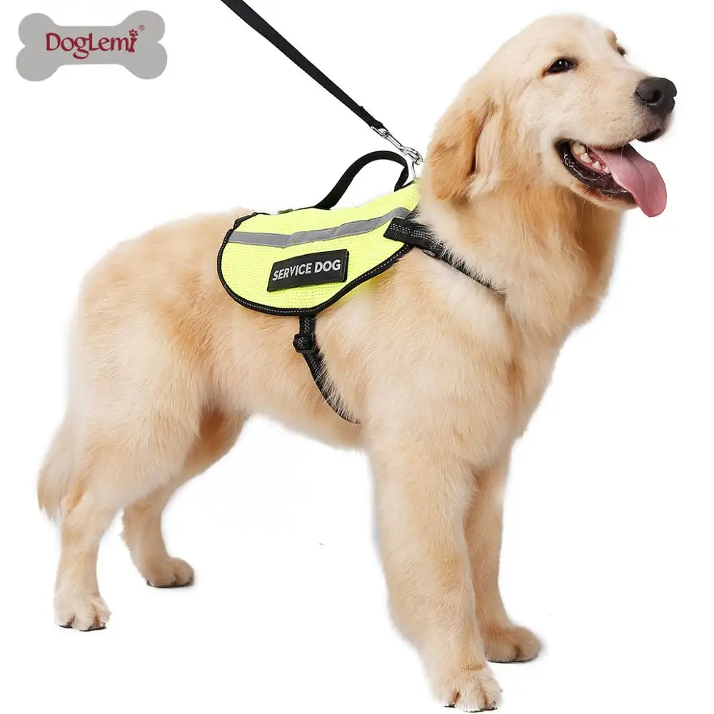 Reflecting Service Dog Vest Dog Harness with Handle and 2 Free Removable Patches