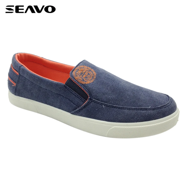 
SEAVO classic jeans canvas upper design no lace pvc outsole blue men casual shoes 