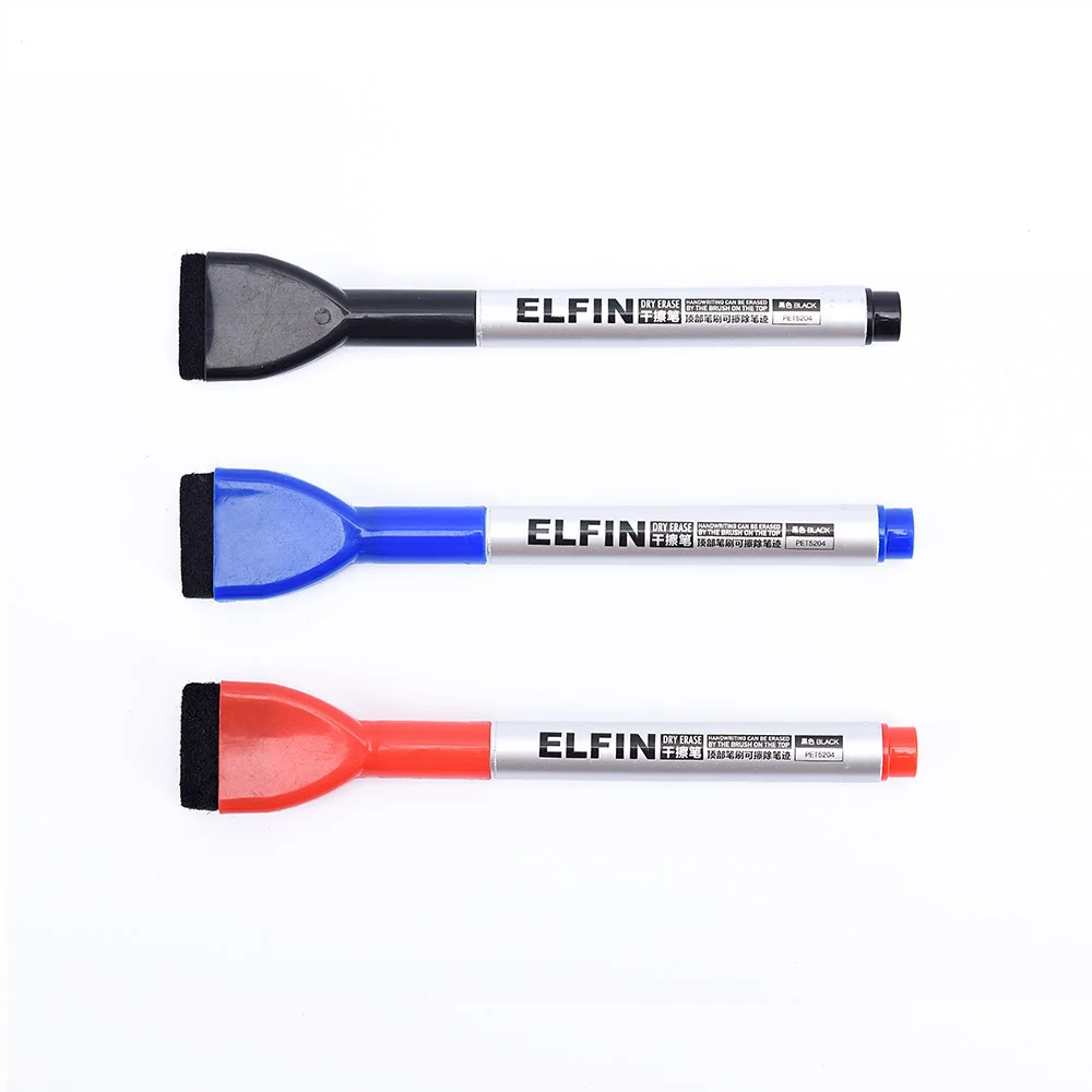 
 Маркеры для сухой стирания, для белой доски Elfinbook Memo, 3 цвета, с кисточкой  