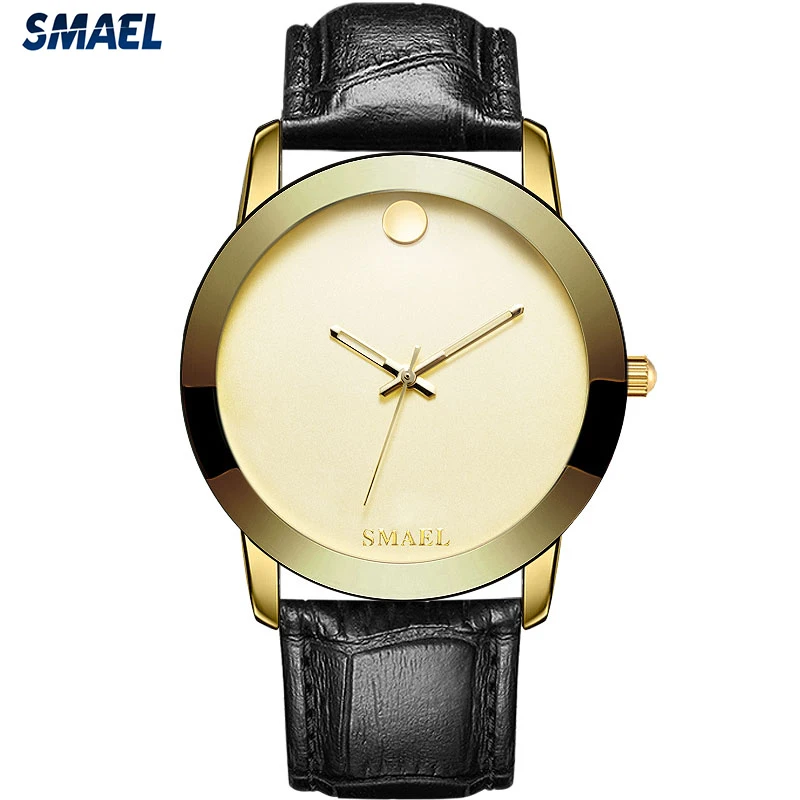 
SMAEL Big dial face SL1902 al fajr waterproof simplicity men leather watch 