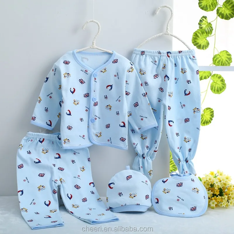 
2017 wholesale new fashion hot sale online shopping 5pcs in 1 set soft newborn baby clothing gift set 
