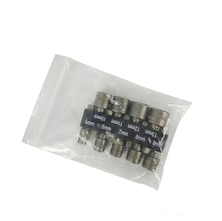 9pcs/set 5mm-13mm Hex Socket Sleeve Nozzles Nut Driver Set Drill Bit Adapter