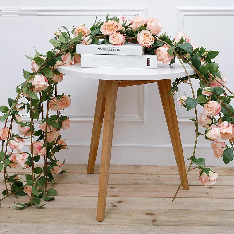 Factory Price Artificial Silk Rose Vine Flower Garland for Festival Decoration