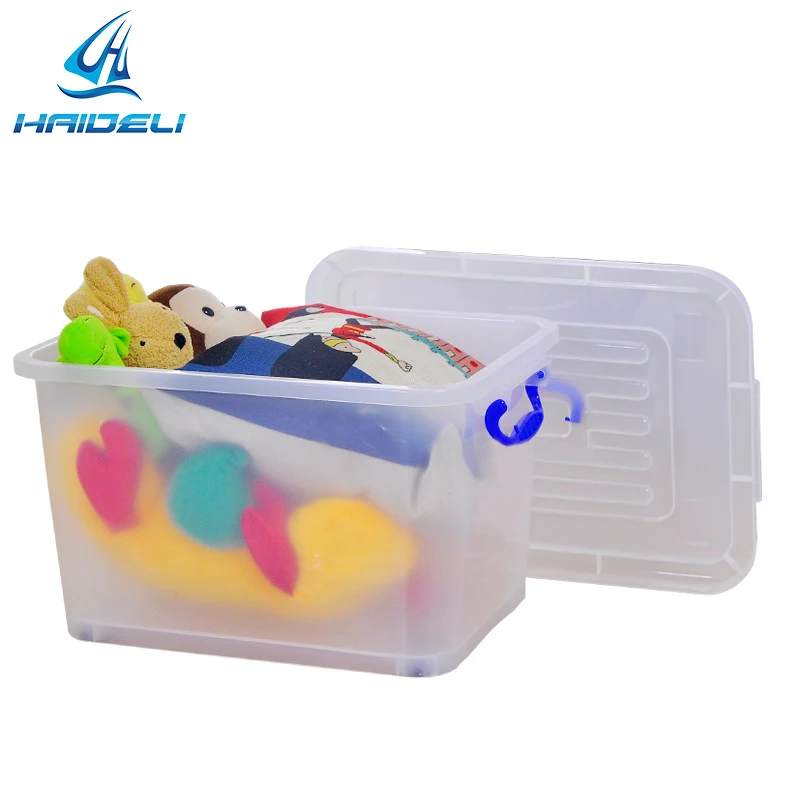 Stackable Front Open Plastic Storage Box with Lid for Closet Storage