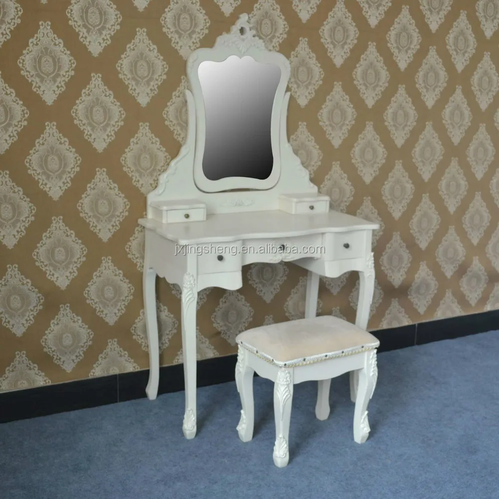 Antique Reproduction French Chic Style Dressing Makeup Vanity Table for Bedroom