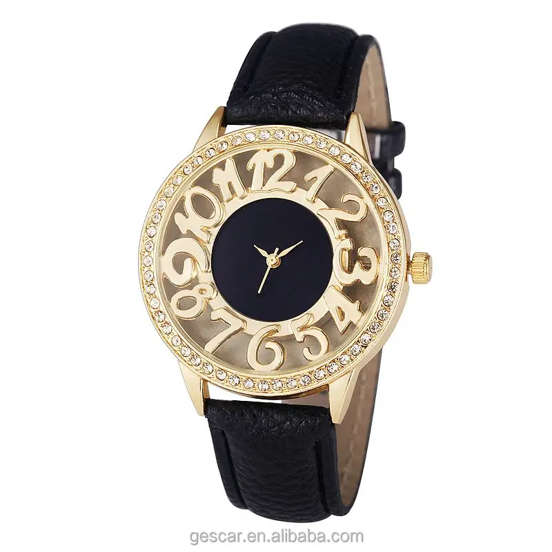 
Wholesale 9050 new hollow out watches ladies leather crystal casual wrist watch for women female clock 
