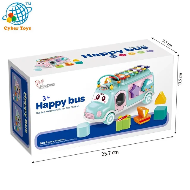 Wholesale cartoon baby music toy diy instrument bus educational xylophone