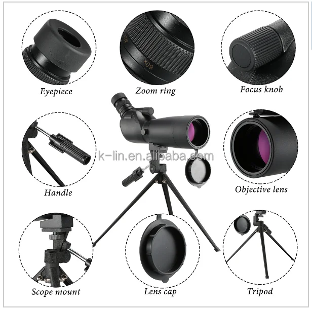 Visionking 20-60x60 Waterproof Spotting Scope Zoom Bak4 Spotting Scope For Birdwatching Hunting Monocular Telescope W/Tripod
